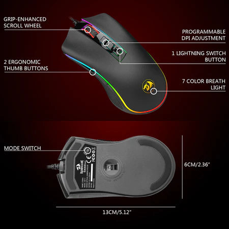 Redragon M711-FPS Cobra Flawless Sensor, LK Optical Switch, Gaming Mouse, 16.8 Million RGB backlight Redragon M711-FPS Cobra Flawless Sensor, LK Optical Switch, Gaming Mouse, 16.8 Million RGB backlight